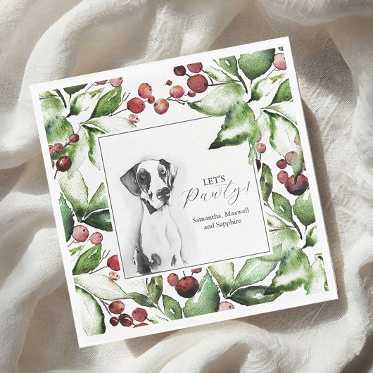 Pet Portrait Christmas Cocktail Napkins Serviette