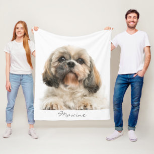 Pet Portrait Shih Tzu Dog Personalized Fleecedecke