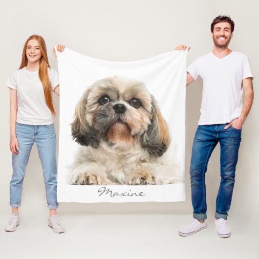 Pet Portrait Shih Tzu Dog Personalized Fleecedecke (Beispiel)