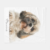 Pet Portrait Shih Tzu Dog Personalized Fleecedecke (Vorderseite (Horizontal))