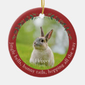 Pet Rabbit Bunny Foto Christmas Keramik Ornament (Vorne)