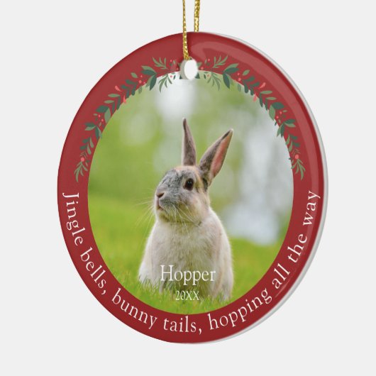 Pet Rabbit Bunny Foto Christmas Keramik Ornament (Links)