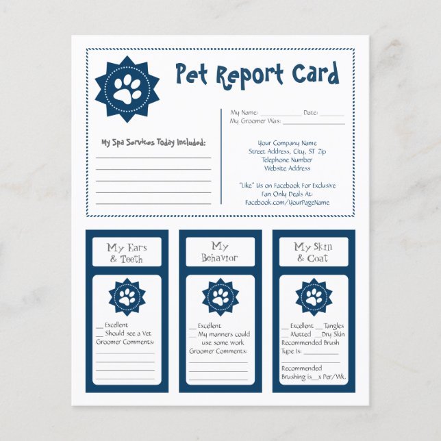 Pet Report Cards - Blau (Vorderseite)