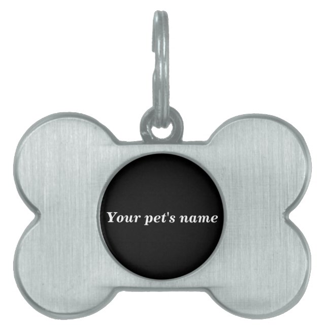 Pet’s Name With Black Background on Bone Shaped Tiermarke (Vorderseite)