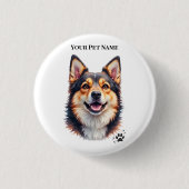 Pet’s Simple Modern Name & Photo Custom Design Button (Vorderseite)