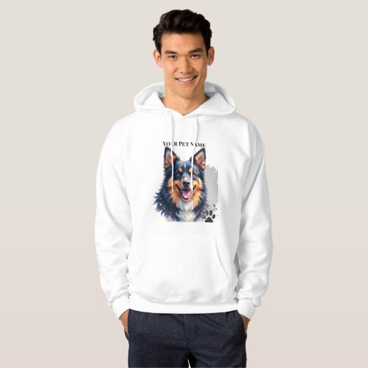 Pet’s Simple Modern Name & Photo Custom Design Hoodie (Vorne ganz)