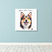 Pet’s Simple Modern Name & Photo Custom Design Leinwanddruck (Insitu (Holzboden))