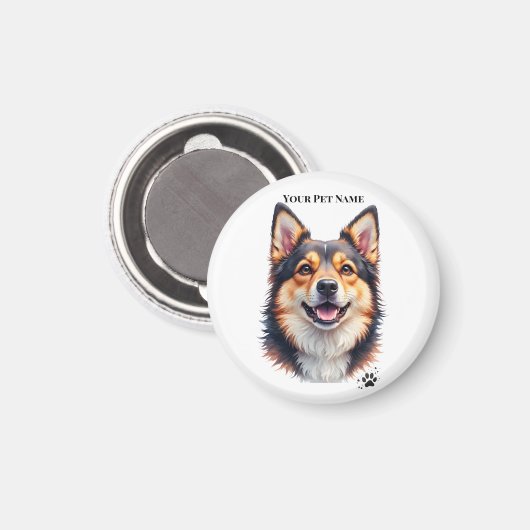 Pet’s Simple Modern Name & Photo Custom Design Magnet (Vorderseite/Rückseite)