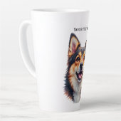 Pet’s Simple Modern Name & Photo Custom Design Milchtasse (Linke Ecke)