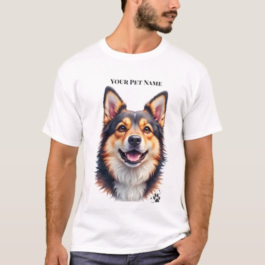 Pet’s Simple Modern Name & Photo Custom Design T-Shirt (Vorderseite)