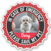 Pet Safety Alert Custom Cut Vinyl Aufkleber (Vorderseite)