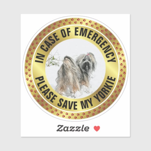 Pet Safety Alert Custom First Responder Dog Photo Aufkleber (Blatt)