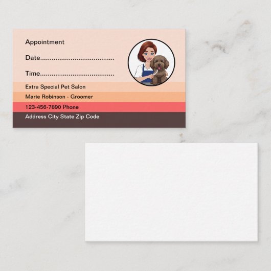 Pet Salon Trendy Simple Termin Businesscard (Vorne/Hinten)