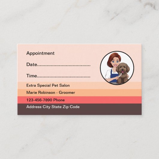 Pet Salon Trendy Simple Termin Businesscard (Vorderseite)