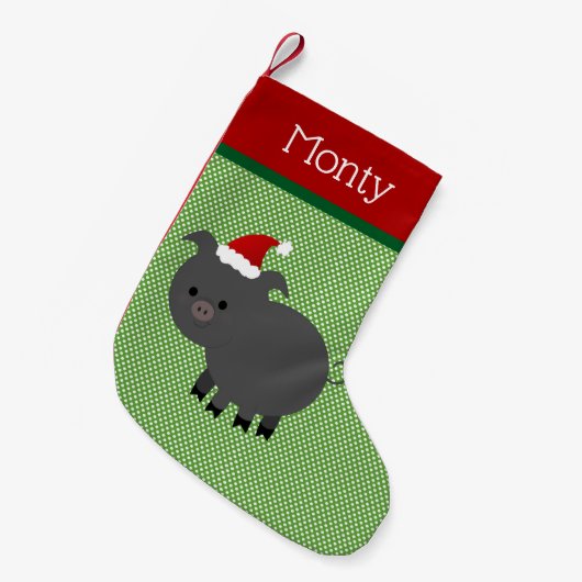 Pet Santa Black Pig Strumpf Kleiner Weihnachtsstrumpf (Vorderansicht (hängend))