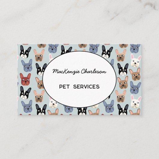 Pet Services French Bulldog Business Card Visitenkarte (Vorderseite)