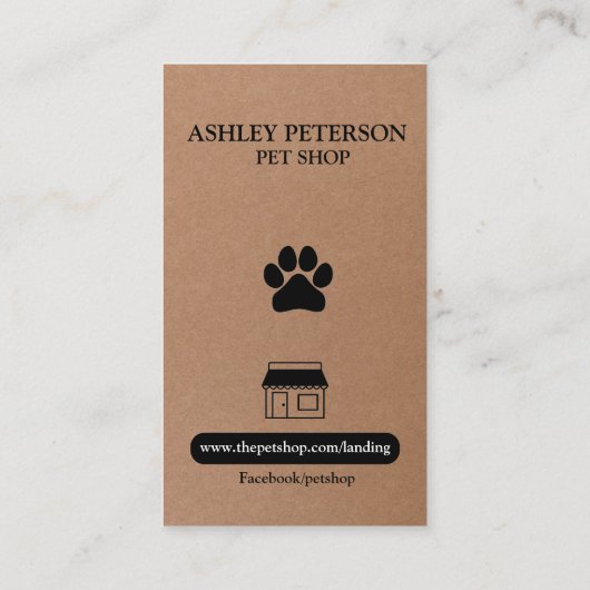 Pet Shop Kraft Business Card Visitenkarte (Rückseite)