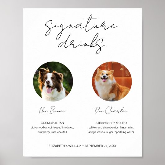 Pet Signature Drinks Hunde Bar Cocktail mit 2 Foto Poster (Vorne)