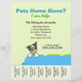 Pet Sitter Ad Yorkie Couch Green Tesheet Flyer (Vorne)