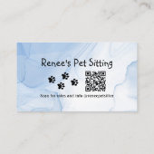 Pet Sitter Blue Watercolor QR Code Business Card Visitenkarte (Rückseite)