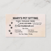 Pet Sitter Business Card Dog Walker Visitenkarte (Vorderseite)