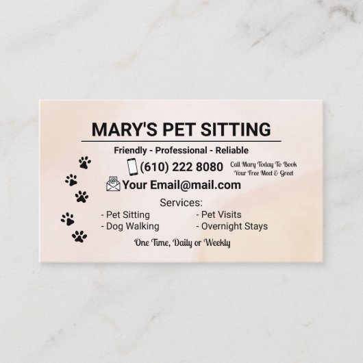 Pet Sitter Business Card Dog Walker Visitenkarte (Vorderseite)