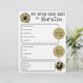 Pet Sitter Cheat Sheet Paper Sheet (Stehend Vorderseite)