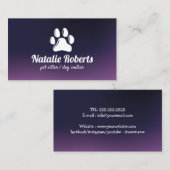 Pet Sitter Dog Walker Niedlich Paw Logo Lila Visitenkarte (Vorne/Hinten)