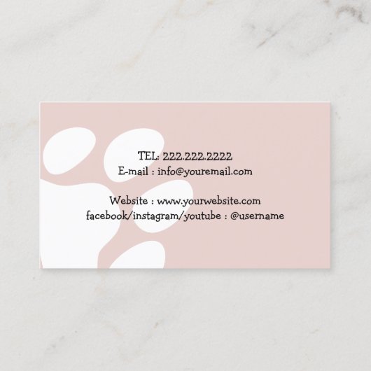 Pet Sitter Dog Walker Niedlich Pink Paw Herz Visitenkarte (Rückseite)