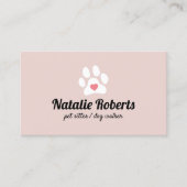 Pet Sitter Dog Walker Niedlich Pink Paw Herz Visitenkarte (Vorderseite)