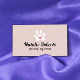 Pet Sitter Dog Walker Niedlich Pink Paw Herz Visitenkarte
