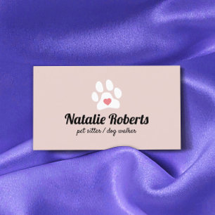 Pet Sitter Dog Walker Niedlich Pink Paw Herz Visitenkarte