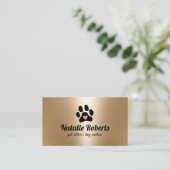 Pet Sitter Dog Walker Paw Herz Modernes Gold Visitenkarte (Stehend Vorderseite)
