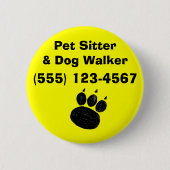Pet Sitter & Dog Walker Paw Print Button (Vorderseite)