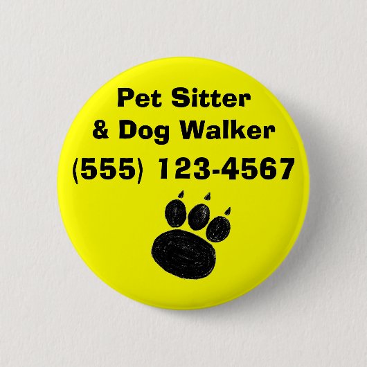 Pet Sitter & Dog Walker Paw Print Button (Vorderseite)