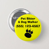 Pet Sitter & Dog Walker Paw Print Button (Vorne & Hinten)