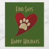 Pet Sitter Dog Walker Paw Print Happy Holidays Weinetikett (Einzelnes Label)