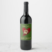 Pet Sitter Dog Walker Paw Print Happy Holidays Weinetikett (Vorderseite)