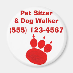 Pet Sitter & Dog Walker Paw Print Magnet