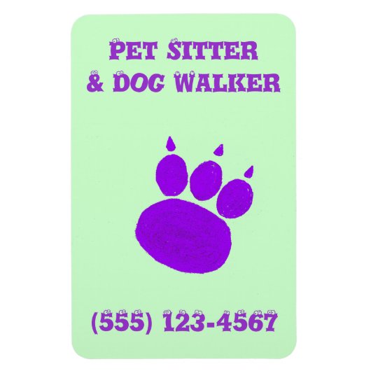 Pet Sitter & Dog Walker Paw Print Magnet (Vertikal)
