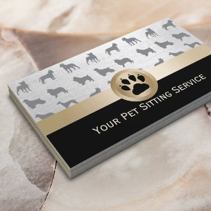 Pet Sitter Elegante Black & Gold Paw Print Visitenkarte