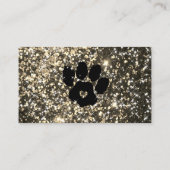 Pet Sitter Grooming Glitzer Gold Schwarzer Hund Ka Visitenkarte (Rückseite)