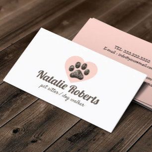 Pet Sitter Niedlich Furry Paw Heart Dog Groomer Visitenkarte