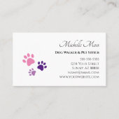Pet Sitter Paw druckt Lila rosa Visitenkarte (Vorderseite)