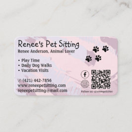 Pet Sitter Pink Paint QR Code Business Card Visitenkarte