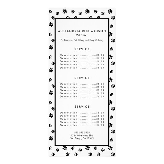 Pet-Sitter-Service für Pet-Muster in schwarzem Sch Werbekarte (Vorne)