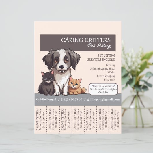 Pet Sitter Tear-Away Flyer (Stehend Vorderseite)