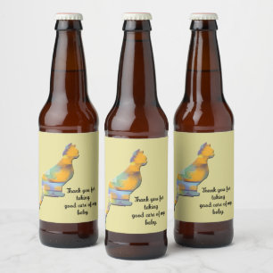 Pet Sitter Vielen Dank für die Farbblockkatzenbewe Bierflaschenetikett
