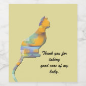 Pet Sitter Vielen Dank für die Farbblockkatzenbewe Weinetikett (Einzelnes Label)