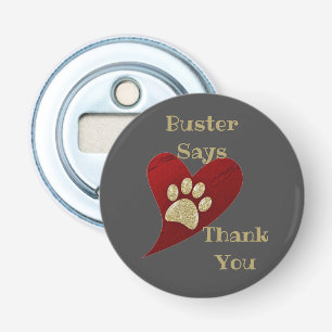 Pet Sitter Vielen Dank Glittery Gold Paw Print Flaschenöffner